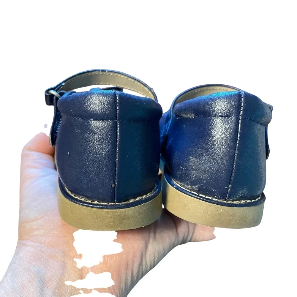 Vtg Gymboree Mary Jane Shoes Navy Blue Bow Detail Girls Size 11 Classic Preppy